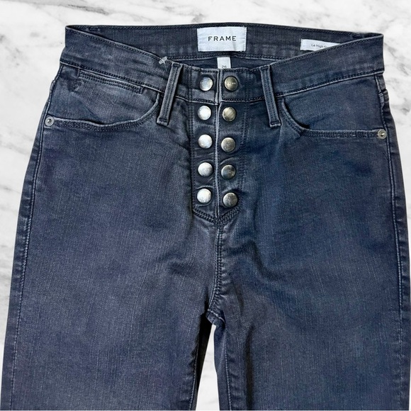 Frame Denim ‘Le High Skinny’ Snap Fly Jeans in “Bestwick” Dark Gray Wash Size 26 - Picture 4 of 16